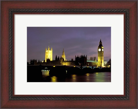 Framed Big Ben and the Houses of Parliament at Night, London, England Print
