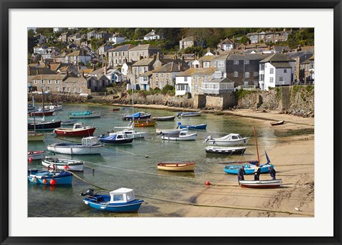 Framed Boats in Mousehole Harbour, near Penzance, Cornwall, England Print