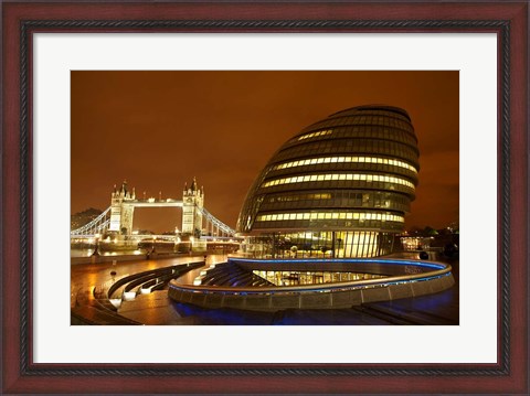 Framed Tower Bridge, City Hall, London, England Print