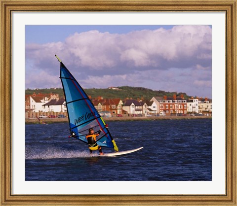 Framed Marine Lake Windsurfer, Wirral, Merseyside, England Print