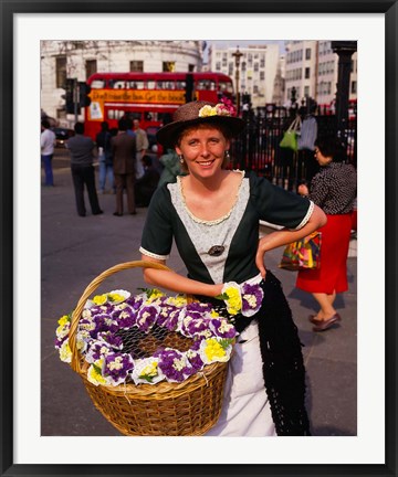 Framed Flower Vendor, London, England Print