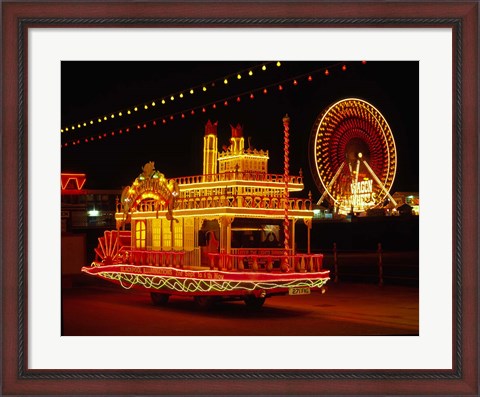 Framed Show Boat and Blackpool Illuminations, Lancashire, England Print