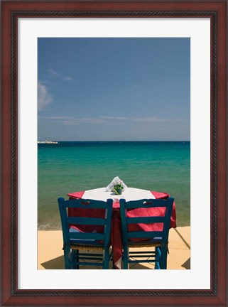 Framed Greece, Aegean Islands, Samos, Waterfront caf? Print