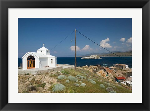 Framed Agios Pantelemonos Waterfront Church, Gavathas, Lesvos, Mithymna, Greece Print