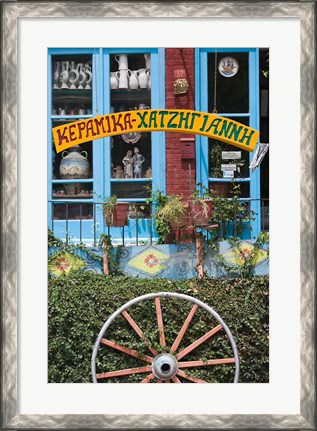 Framed Ceramic Shop, Agiasos, Lesvos, Mytilini, Aegean Islands, Greece Print
