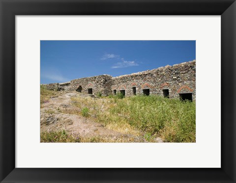 Framed Detail of Old Fortress, Sigri, Lesvos, Mithymna, Northeastern Aegean Islands, Greece Print