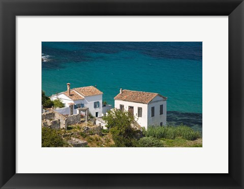 Framed Greece, Aegean Islands, Samos, Kalami Beach Houses Print