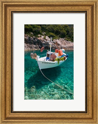 Framed Greece, Ionian Islands, Zakynthos, Fishing Boat Print