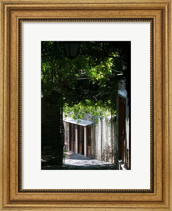 Framed Shaded Shopping Street, Lesvos, Mithymna, Northeastern Aegean Islands, Greece Print