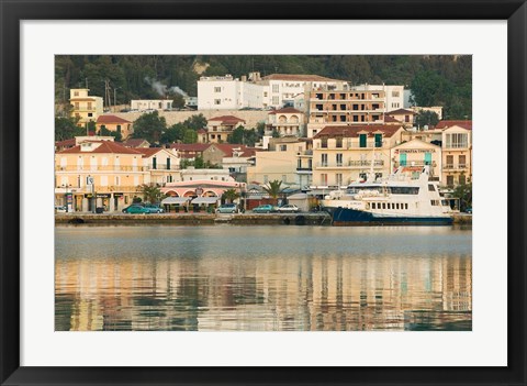 Framed Sunrise View of Waterfront, Zakynthos, Ionian Islands, Greece Print