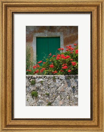 Framed Vacation Villa Wall with Flowers, Matsoukata, Kefalonia, Ionian Islands, Greece Print