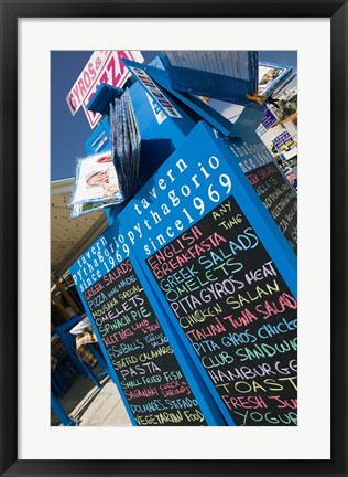 Framed Waterfront Restaurant Sign, Pythagorio, Samos, Aegean Islands, Greece Print