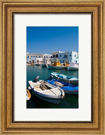 Framed Fishing Boats in Naoussa, Paros, Greece Print