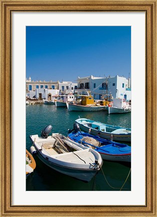 Framed Fishing Boats in Naoussa, Paros, Greece Print