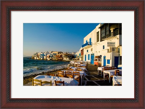 Framed Little Venice, Mykonos, Greece Print