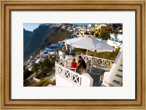 Framed Mountain Cliffs of Fira, Santorini, Greece Print