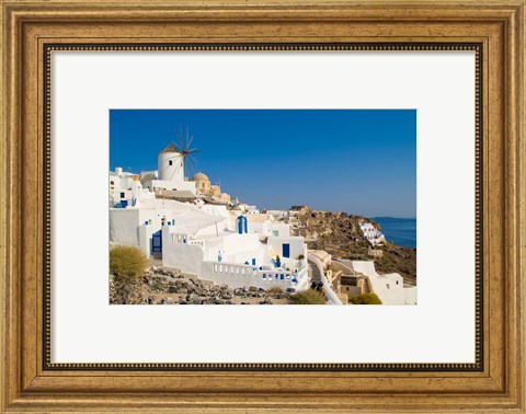 Framed Mountain Cliffs Oia, Santorini, Greece Print