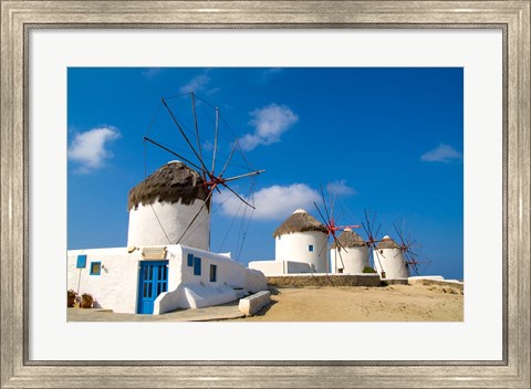 Framed Traditional Windmill, Mykonos, Greece Print