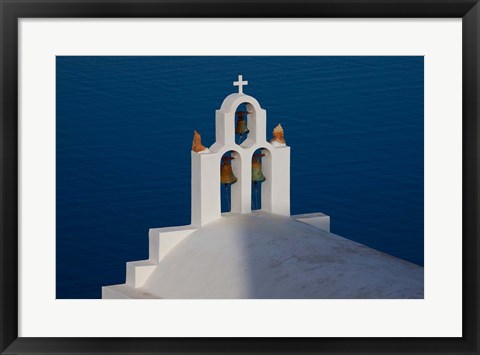 Framed Greece, Santorini, Imerovigli, Church Bell Tower Print