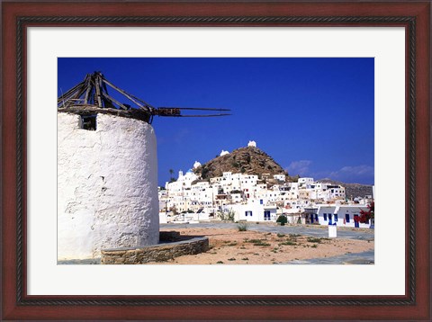 Framed White and Blue Colors of Life, Ios, Greece Print