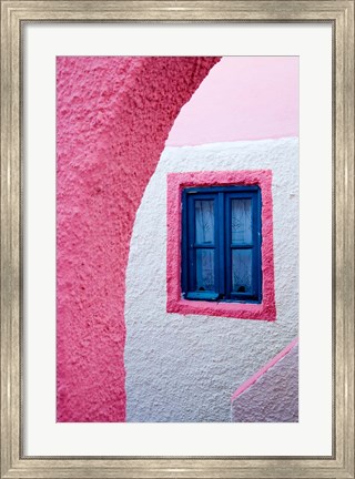 Framed Colorful Pink Building, Imerovigli, Santorini, Greece Print