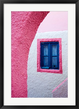 Framed Colorful Pink Building, Imerovigli, Santorini, Greece Print