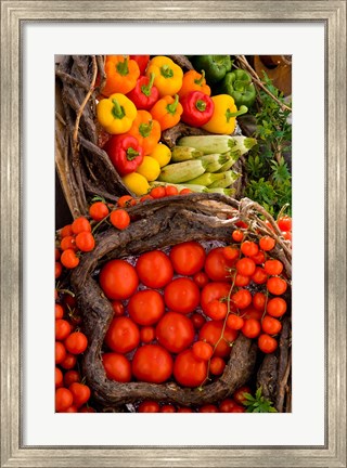Framed Market With Vegtables, Fira, Santorini, Greece Print