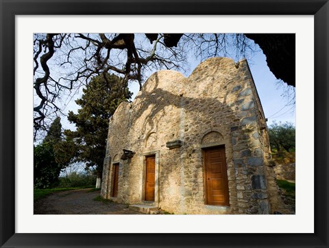 Framed Byzantine church near Kastelli, Church Ayios Panteleimon, Crete, Greece Print