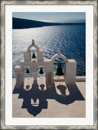 Framed Bell Tower overlooking The Caldera, Oia, Santorini, Greece Print