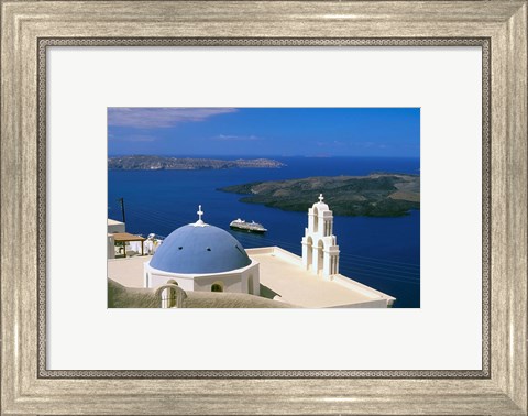 Framed Kimisis Theotokov Church, Thira, Santorini, Cyclades Islands, Greece Print