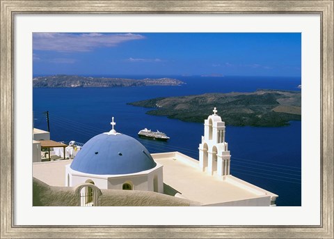 Framed Kimisis Theotokov Church, Thira, Santorini, Cyclades Islands, Greece Print