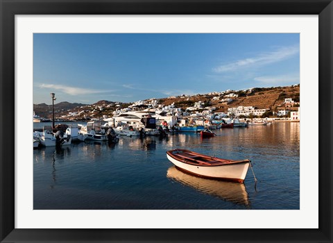 Framed Boats in harbor, Chora, Mykonos, Greece Print