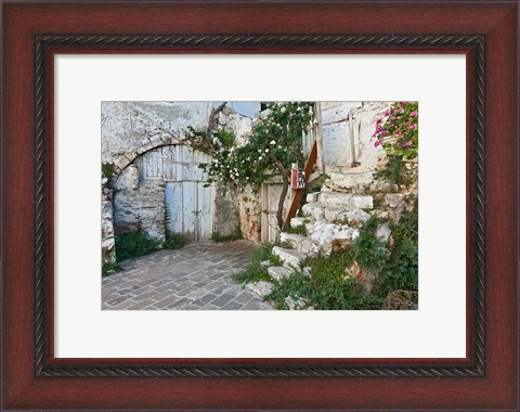 Framed Old door, Chania, Crete, Greece Print