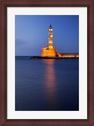 Framed Chania Lighthouse, Crete, Chania, Greece Print