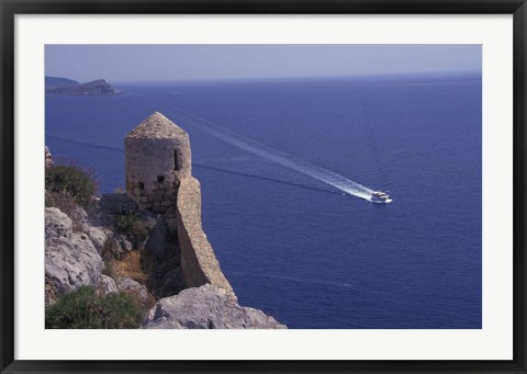 Framed High Fortress of Upper Village, Monemvasia, Greece Print