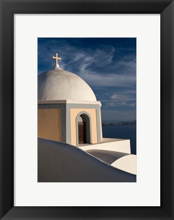 Framed Church Dome Against Sky, Santorini, Greece Print
