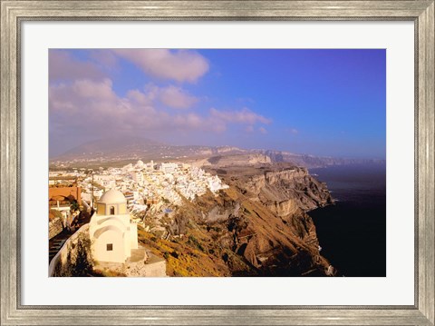 Framed Late Afternoon View of Town, Thira, Santorini, Cyclades Islands, Greece Print