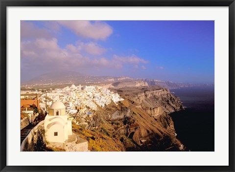 Framed Late Afternoon View of Town, Thira, Santorini, Cyclades Islands, Greece Print