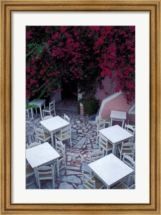 Framed Restaurant Patio, Santorini, Greece Print