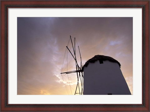 Framed Windmill at Sunrise, Mykonos, Greece Print