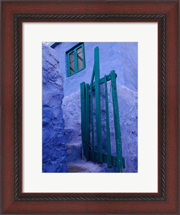 Framed Green Gate on Kalymnos Island, Dodecanese Islands, Greece Print