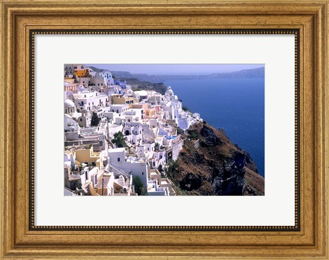 Framed Mountains with Cliffside White Buildings in Santorini, Greece Print