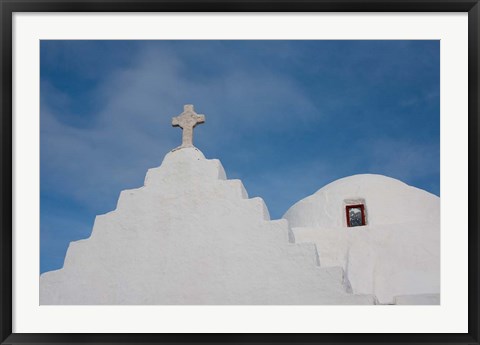 Framed Greece, Cyclades, Mykonos, Hora Typical church rooftop Print