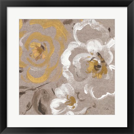 Framed Brushed Petals III Gold Print