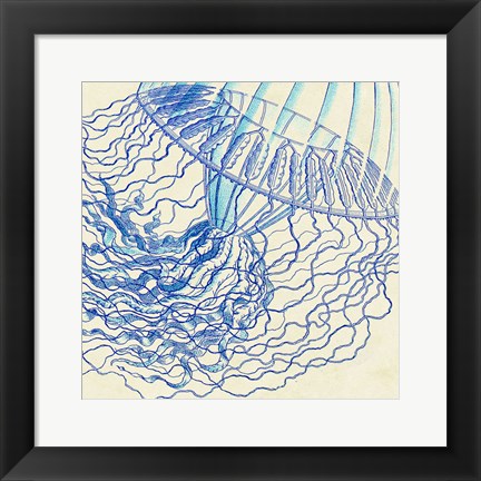 Framed Vintage Jellyfish I Print