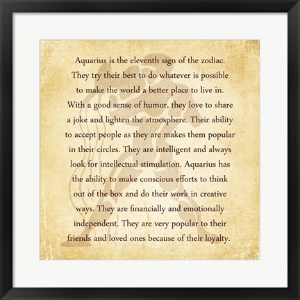 Framed Aquarius Character Traits Print