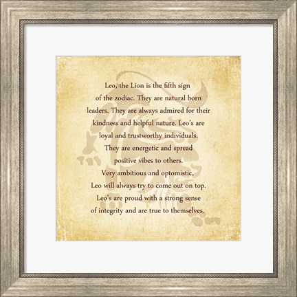 Framed Leo Character Traits Print