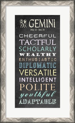 Framed Gemini Character Traits Chalkboard Print