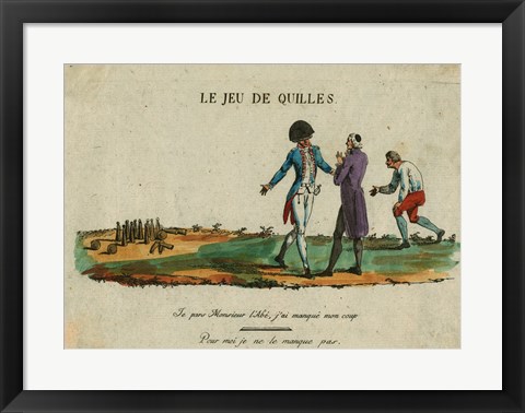 Framed Bowling Le Jeu de Quilles Print