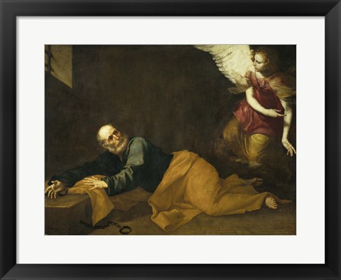 Framed Saint Peter Freed by an Angel, 1639 Print